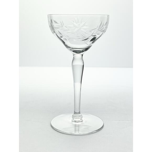 1950s Marion Glass 5 Etched Flower Optic Cocktail Liquor Glasses 5.25” 4oz C-365 - Picture 4 of 9